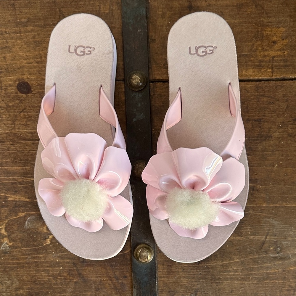 UGG Light Pink Floral Flip Flops